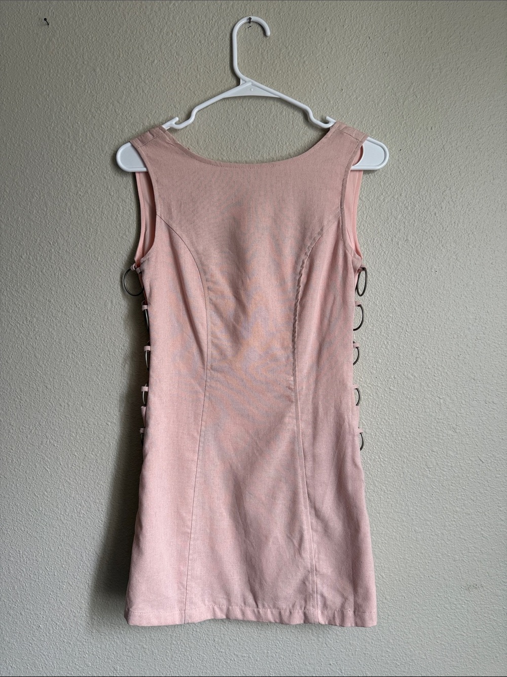 NWT Bobbles & Lace Ring It In Pale Pink Mini Dress with Silver Ring Details